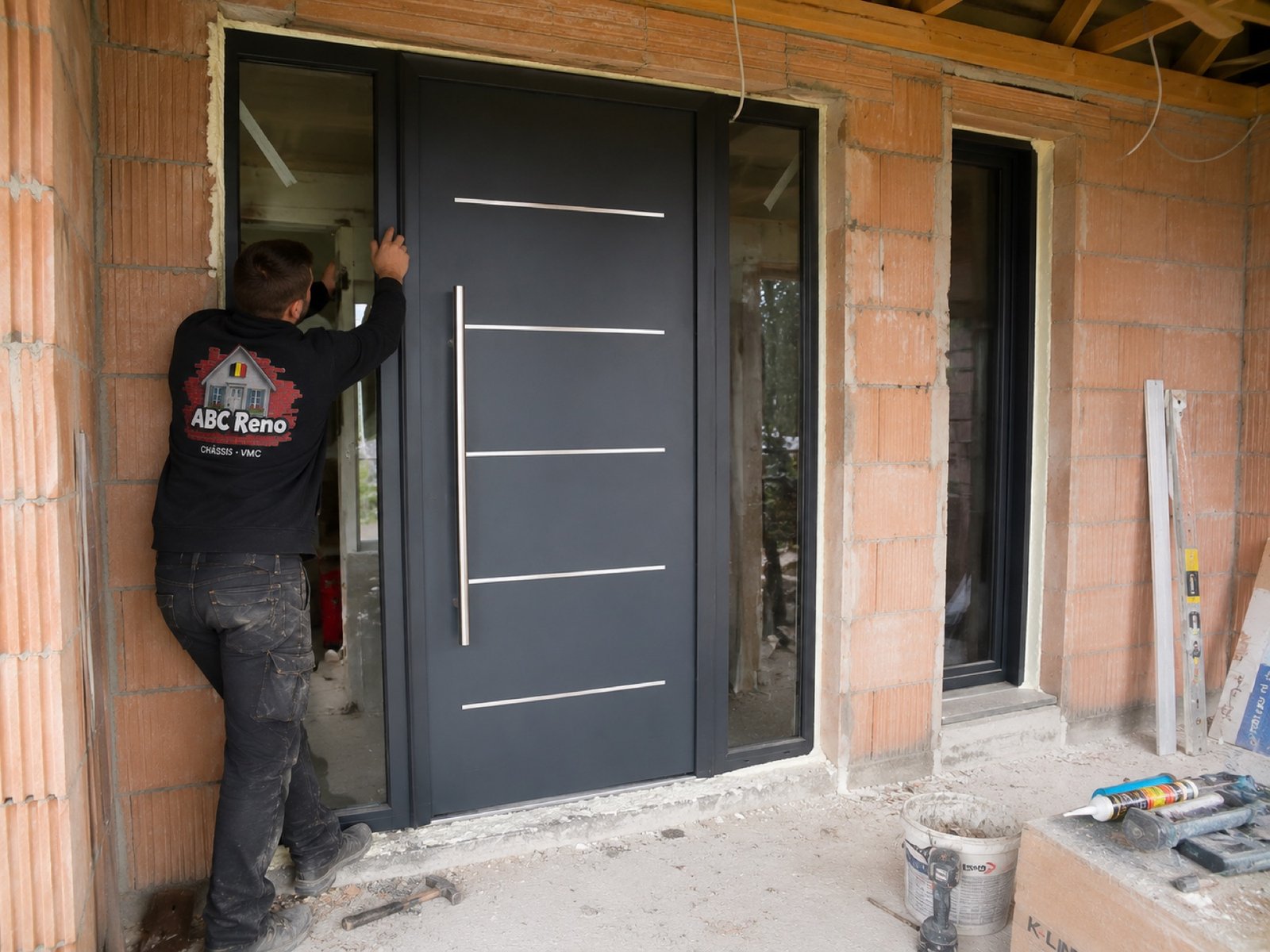 Porte extérieure ABC Reno posée sur chantier